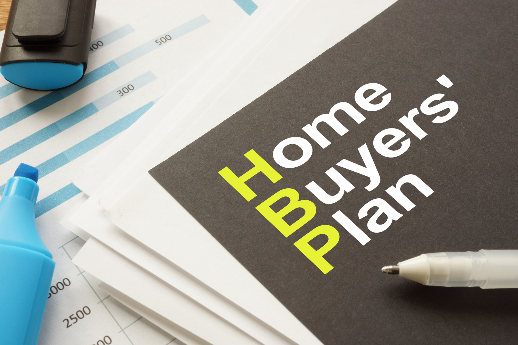 Home Buyers' Plan (HBP) is shown on the conceptual business photo